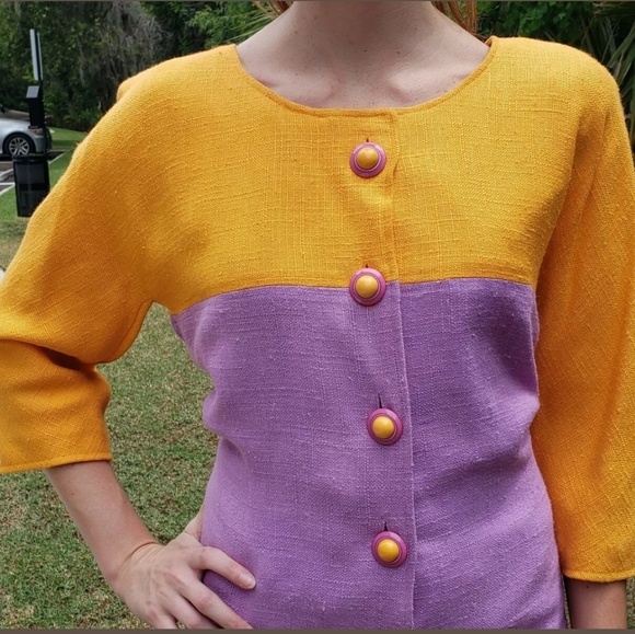 Oscar De La Renta Dress Runway Pop Art Womens 14 - Picture 4 of 8